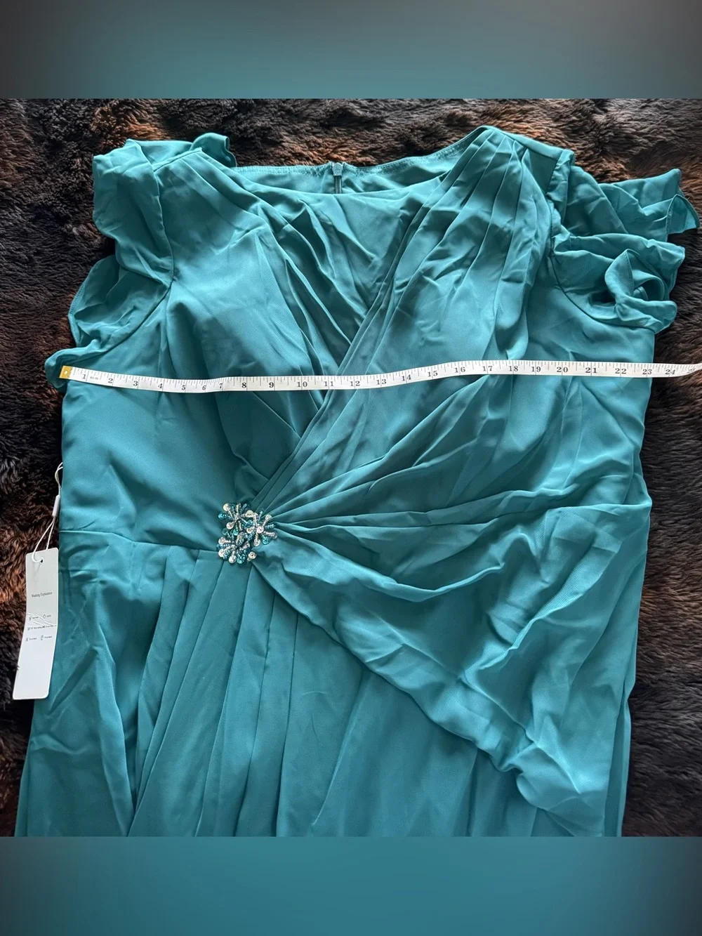 Mondressy Chiffon Formal Gown – Teal/Sage Green – NWOT – Plus Size